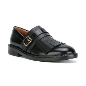 Marni Monk Strap Fringed Loafer in Black Sz 41